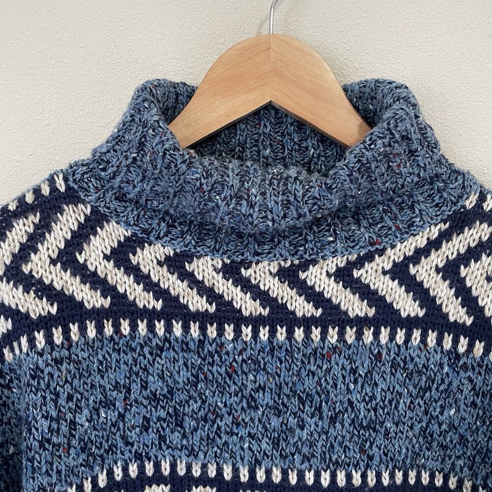 Vtg 90s Nordic Oversized Wool Sweater Womens M Ski Turtleneck Chunky Knit - Picture 2 of 8